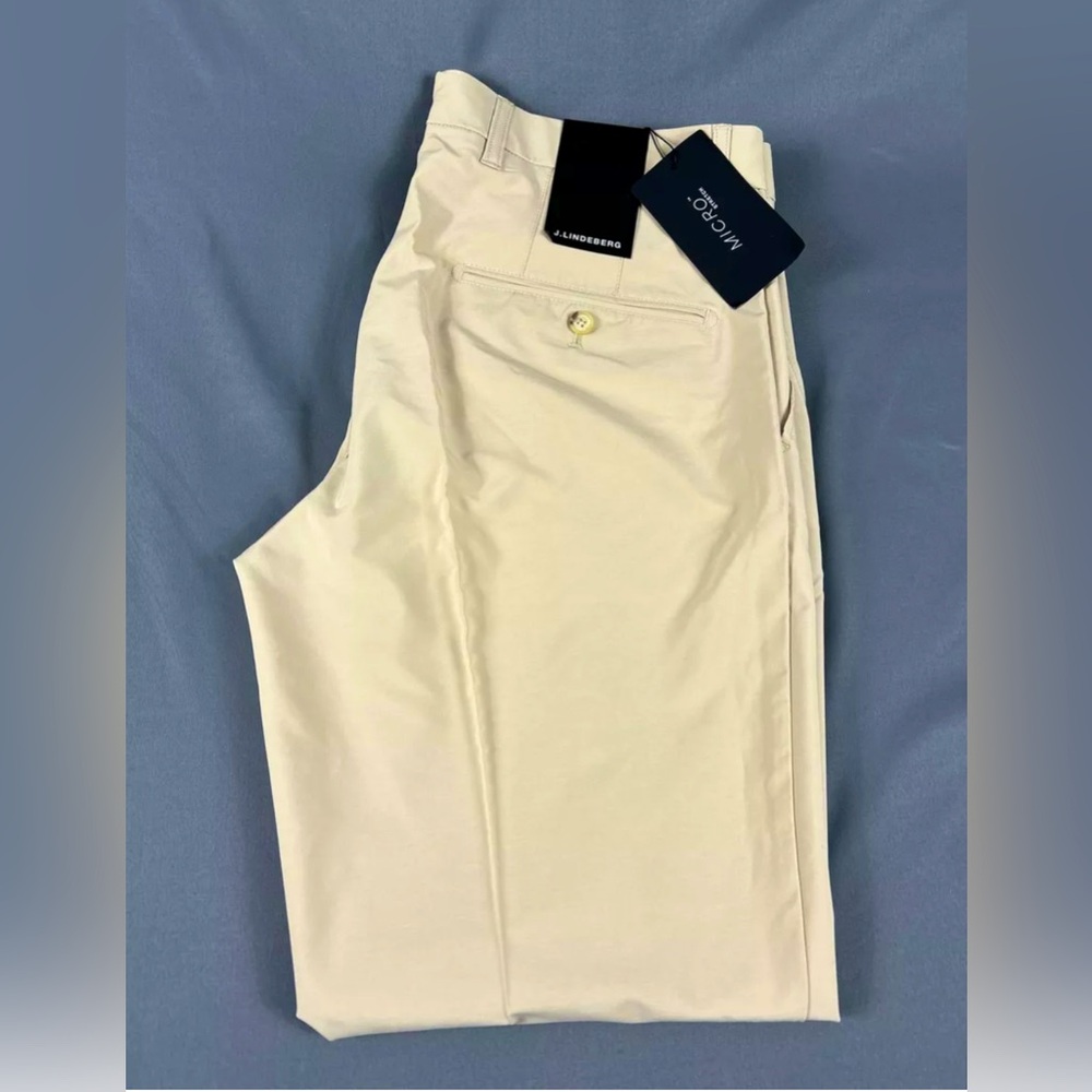 J.Lindeberg Golf Pants Khaki 36 x 32 M Ellott Micro Polyester Spandex